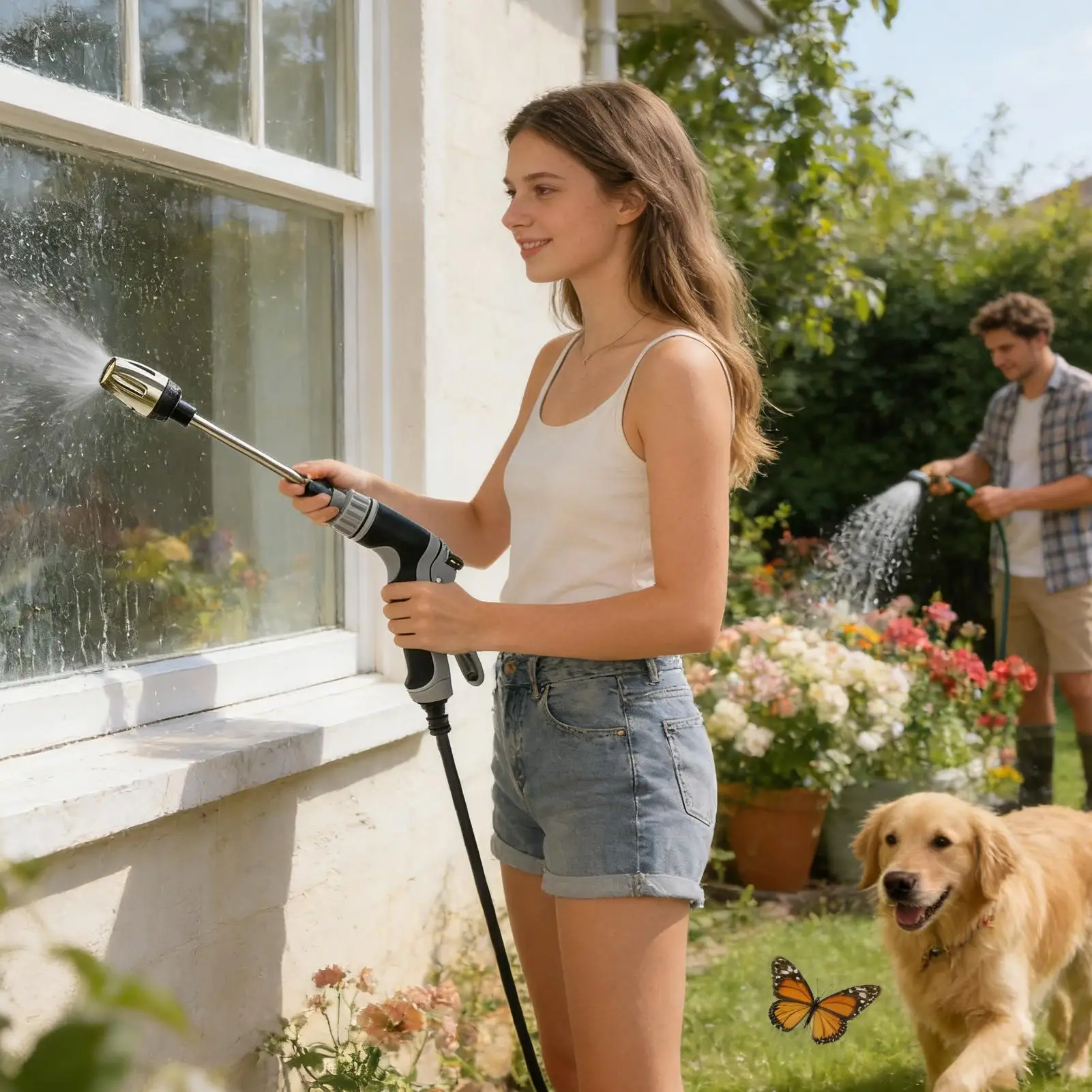 

Мощная садовая мойка высокого давления Turbowasher с вращающимся на 360° шлангом для чистки автомобилей