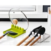 Simple Plastic Multi-functional Household Kitchen Spoon Rests Holder Pot Clips Organizer Rack Non-slip Pad for Spatula Pot Lids 4