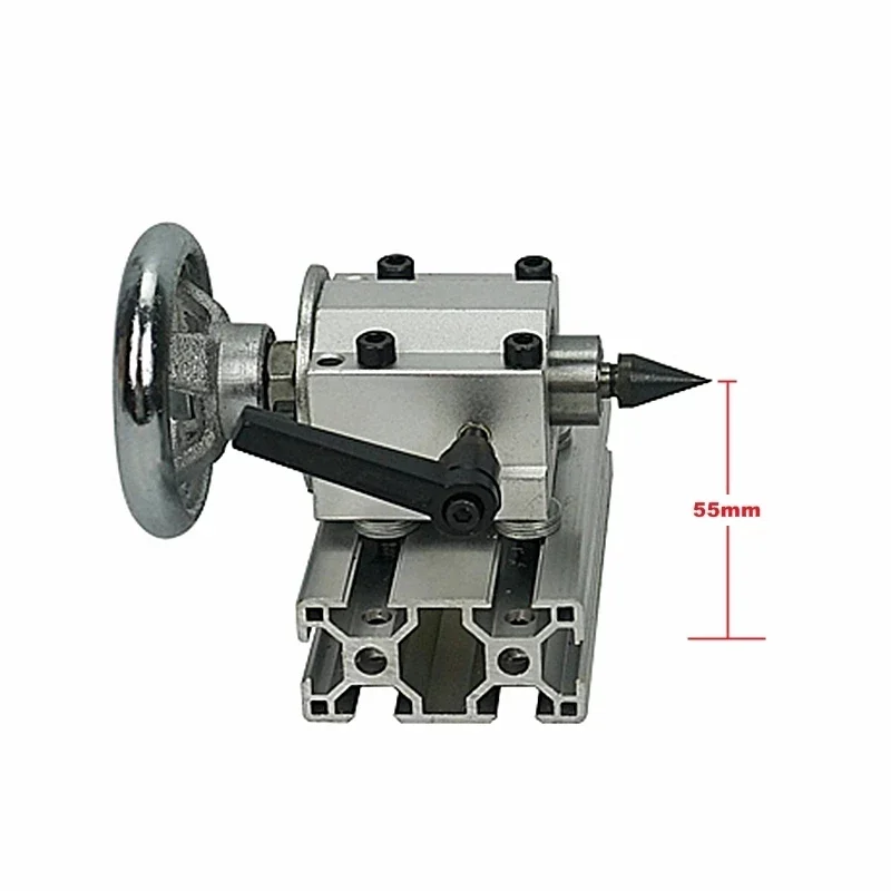 CNC Tailstock with 3pcs Tail Center Center Height 55mm for CNC Rotary Axis 4th A Axis Engraver for DIY Cnc Milling Machine