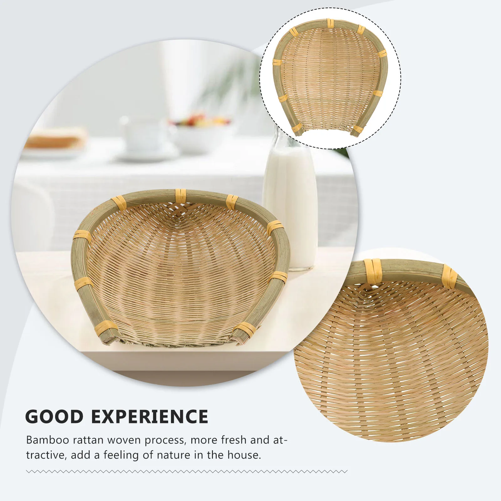 

Woven Bamboo Basket Handcrafted Storage Basket for Kitchen Fruit Vegetable Snacks Home Use Rustic Food Holder