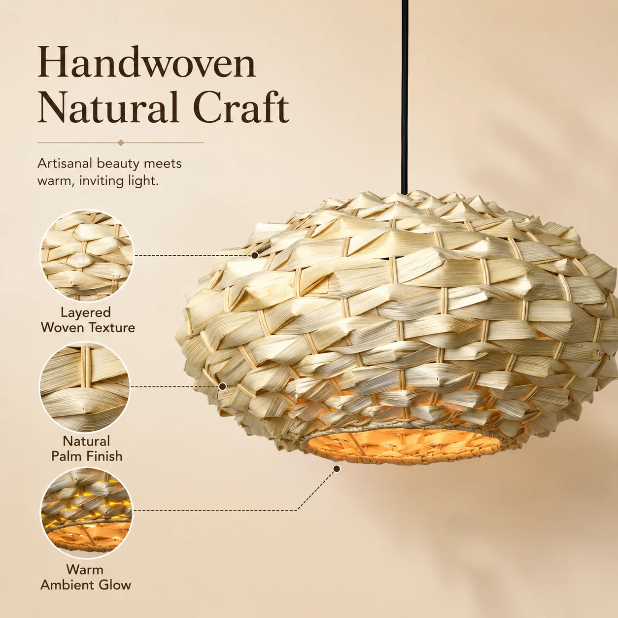 

JOYINLED Handmade Woven Bamboo Pendant Light E27 Natural Bamboo Rattan Ceiling Lamp for Home Decor Bedroom Tea House Living Room