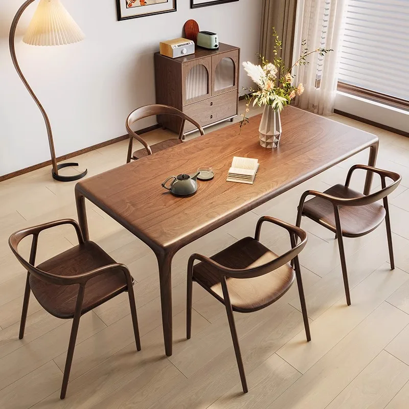 All-solid wood rectangular table, living room tea table, North American black walnut mortise and tenon table, full dining table
