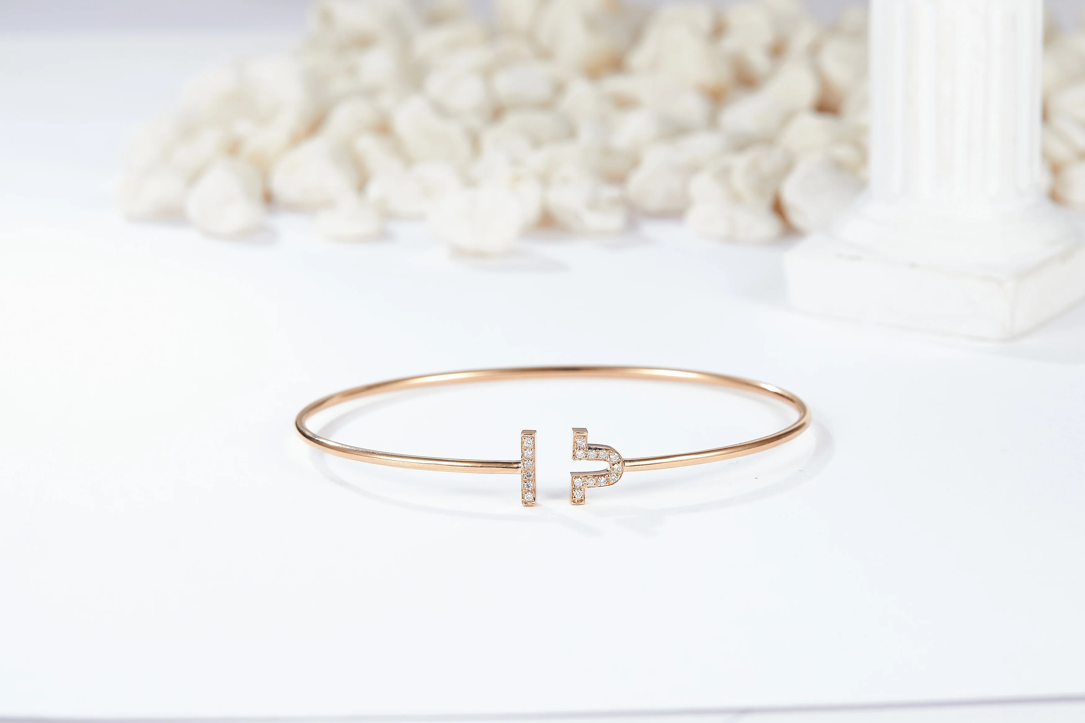 Romantic Libra  Sign Bangle Jewelry 18K Rose Gold DEF VVS Lab Grown Diamond Bracelet For Women