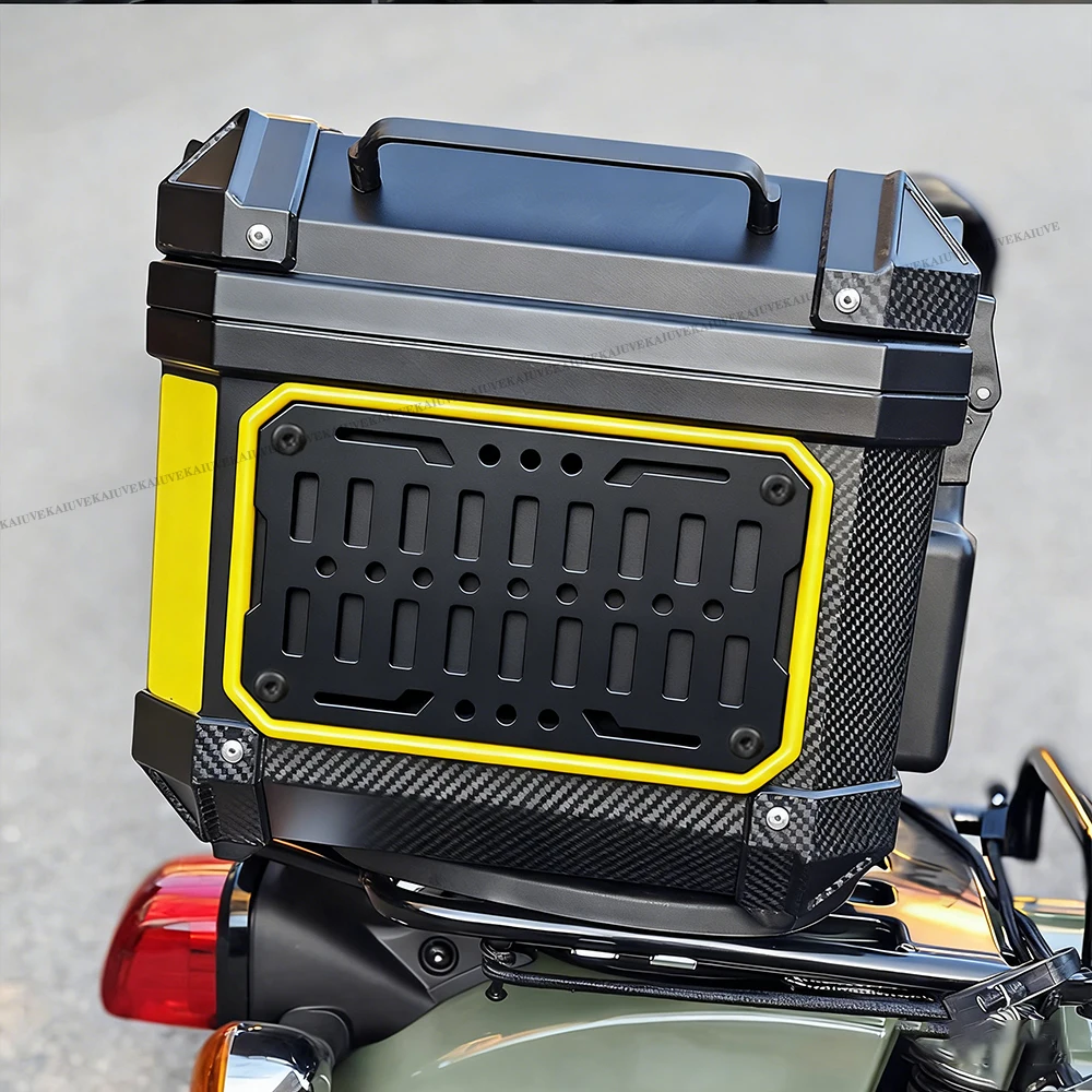 KAIUVE Modular Motorcycle Top Case Tactical Trunk Storage Organizer Aluminum Alloy Molle Panel Quick-Install Storage Box
