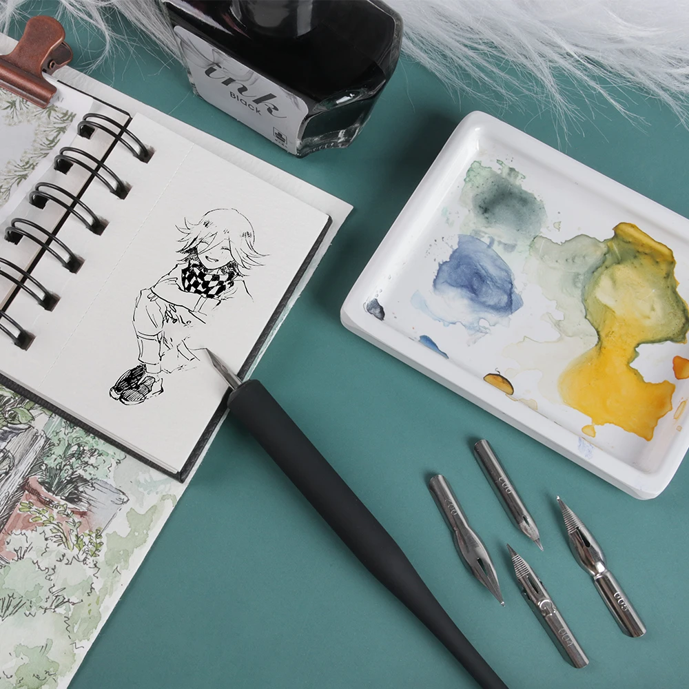 SeamiArt 6pcs Dip Pen Set 5pcs Pen Nib and 1pc Pen Holder for Artist Anime Comic Calligraphy Art Supplies