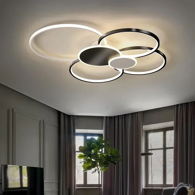 Modern LED Ceiling Light For Bedroom Living Dining Room Minimalist Circular Ceiling Lamp Indoor Lustre Remote Control Chandelier