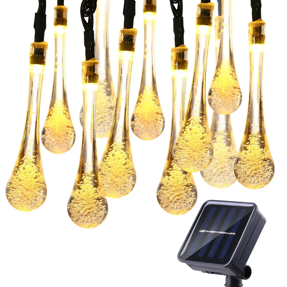 Guirxiété lumineuse solaire étanche, 50LED, 7m, extérieur, goutte d'eau, lampes dégradées, décoration pour Noël, éclairage de fête de jardin