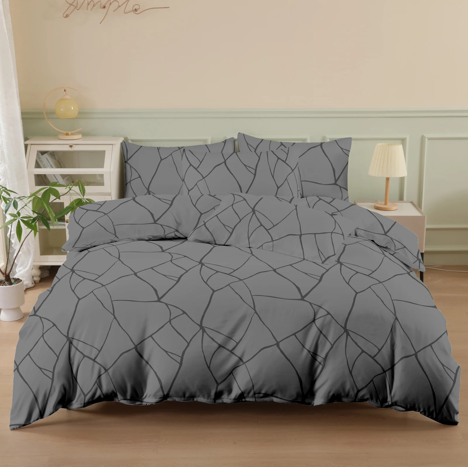 

Комплект постельного белья из трех предметов с принтом (2 наволочки + 1 пододеяльник), полиэстер, темно-серый мраморный узор, ультрамягкий и комфортный, дышащий, подходит для спален и гостевых комнат (покрывало + наволочки, без одеяла и наполнителя), подо