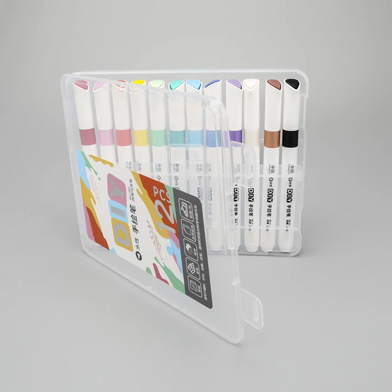 Acrylic Marker Pens Set 12/24 Colors Kids Drawing Markers Hand Drawn Pen School Accessories For Plastic Wood