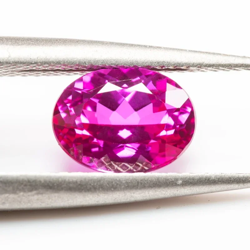 

Lab Grown Sapphire Hot Pink Color Oval cut Charms Gemstone for DIY Ring Necklace Earrings Making Materials with Certificate