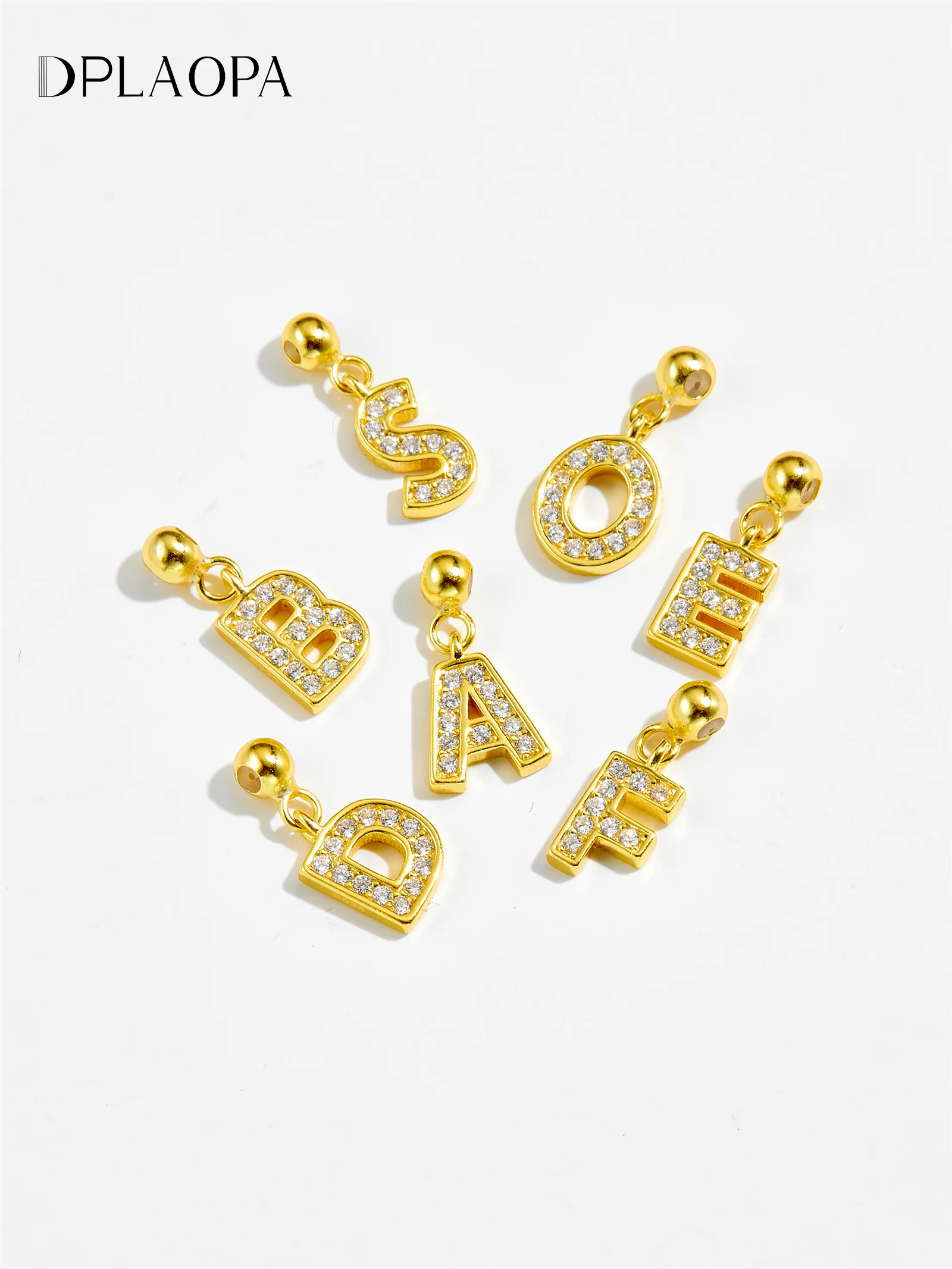 DPLAOPA 925 Sterling Silver Personalize Letter A-Z Pendant Charm Aalphabet Beads For Universal Chain Making Necklace Choker