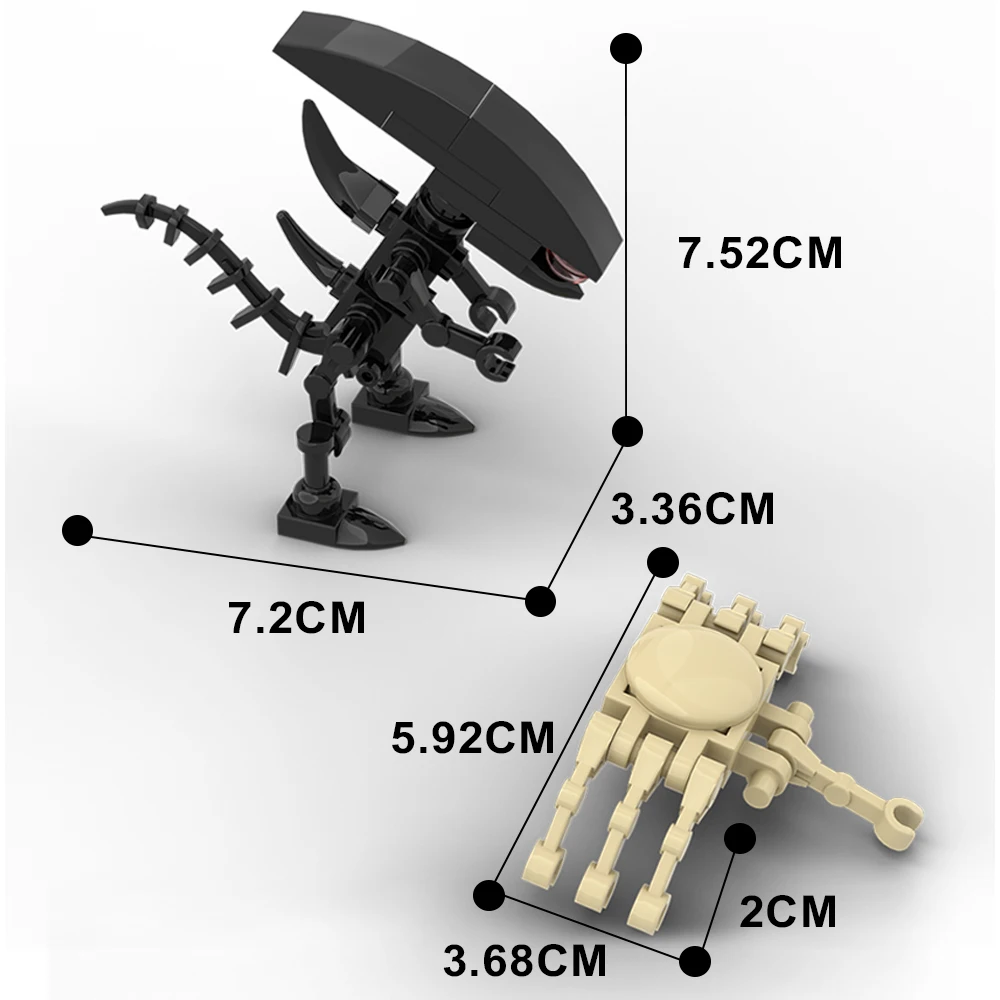 MOC-Blocos de Construção Alien e Face Hugger, modelo parasitóide, DIY Bricks Sets, brinquedos Xenomorph Monster, presente de aniversário para