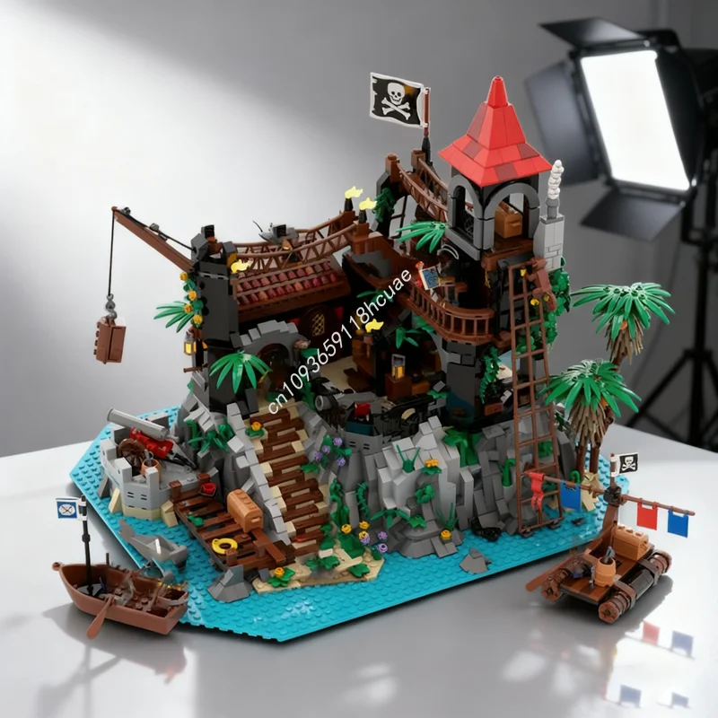 ตัวต่อ MOC ร็อคไอส์แลนด์ รีเมค ชุดโจรสลัด 2446 ชิ้น ของเล่นสร้างสรรค์ ตัวต่อไอเดีย ของขวัญคริสต์มาสสำหรับเด็ก