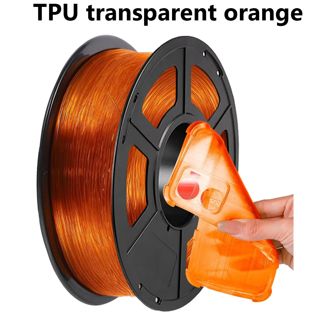 

TPU transparent orange Flexible Filament 250g 500g 1Kg 3D Printer Filament Printing Roll FlexMaterials 1.75mm vacuum packaging