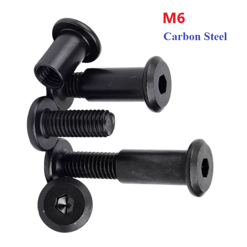 

M6 Carbon Steel Black Set Flat Hex Hexagon Socket Head Screw Locking Splint Screw Nut Combination