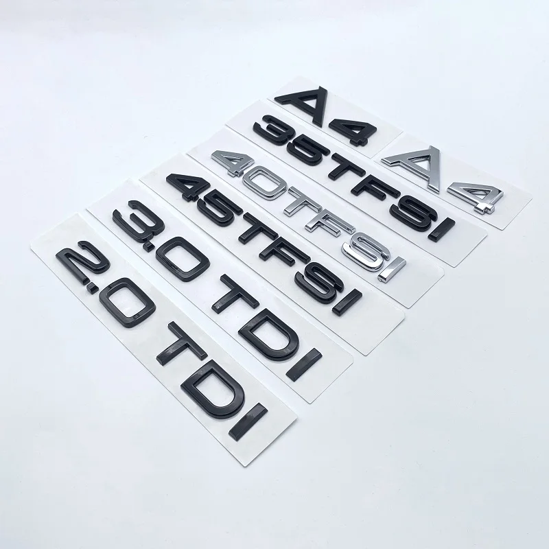 3D Letters Numbers 40TFSI 45TFSI 50TFSI 3.0TDI Emblem for Audi A4 Car Trunk Lid Nameplate Badge Logo Sticker Chrome Glossy Black