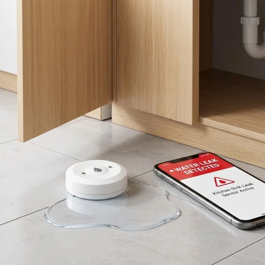 ZigBee Wasserleck-Detektor, Verknüpfter Hochwassersensor, Überlauf-Alarm, Wasserdichter Smart-Home-Sicherheitssensor – Detail 6