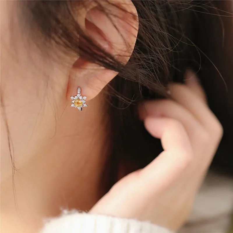 أقراط كريستال صفراء مرصعة للنساء ، ندفة ثلج منعشة ، طوق نصف قوس ، مجوهرات صغيرة ، مستوحاة من الموضة ، جودة عالية #3