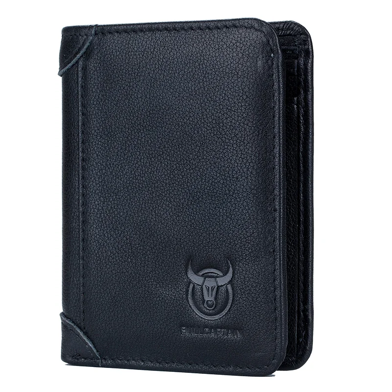 BULLCAPTAIN-Portefeuille en cuir véritable pour homme, porte-cartes, sac à main court, style classique, haute qualité, mode masculine, 2023