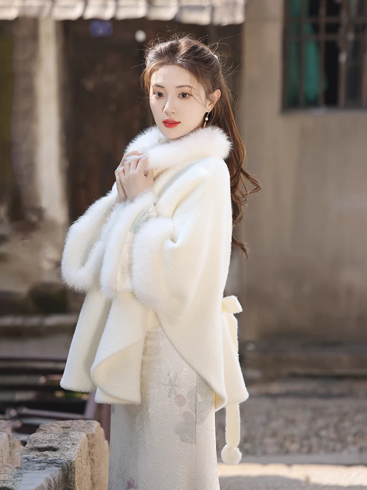 

Ting Yue Ling oulder Wrap Outerwear Ele Slim Fit Autumn Winter Outfit for Girls Chinese National Sle