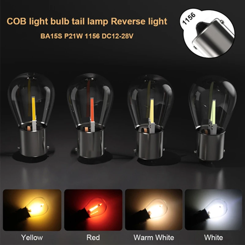 

1/2PCS Modified Car Lights LED filament brake lights BA15S 1156 LED P21W car lights turn signals Lamp reversing lights
