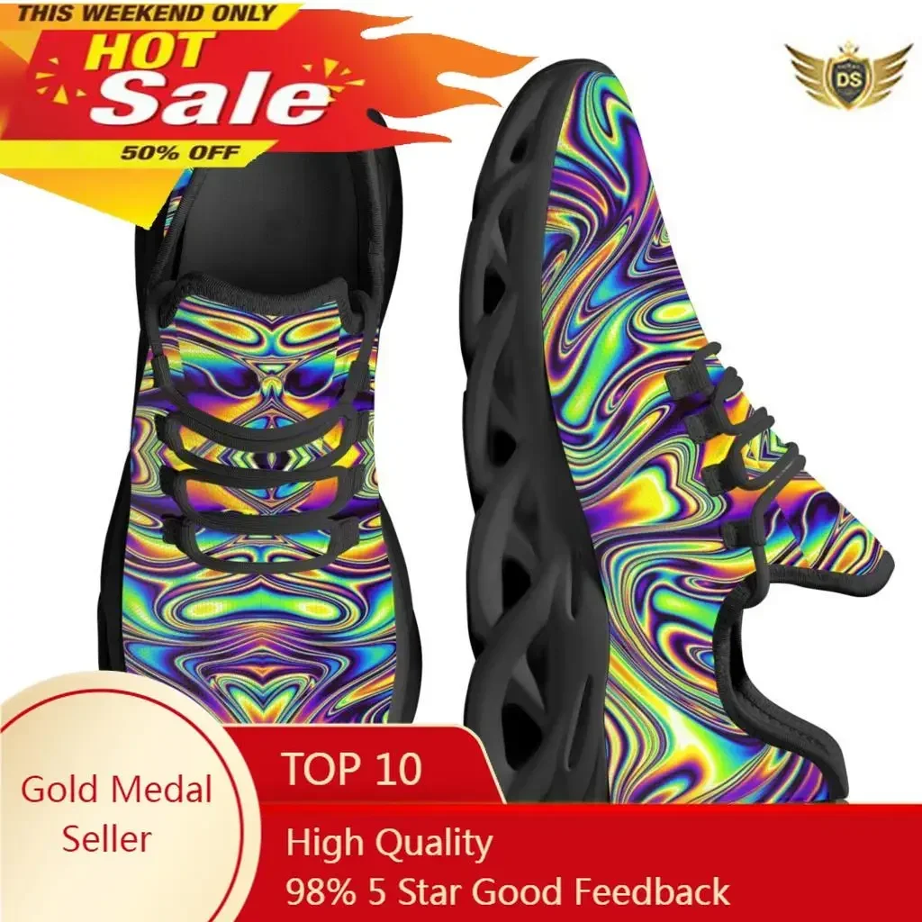 

Fashion Trippy Colorful Mesh Breathable Outdoor Shoes Comfortable Casual Shoe Spring Running Sneaker Soft Flat Sneakers