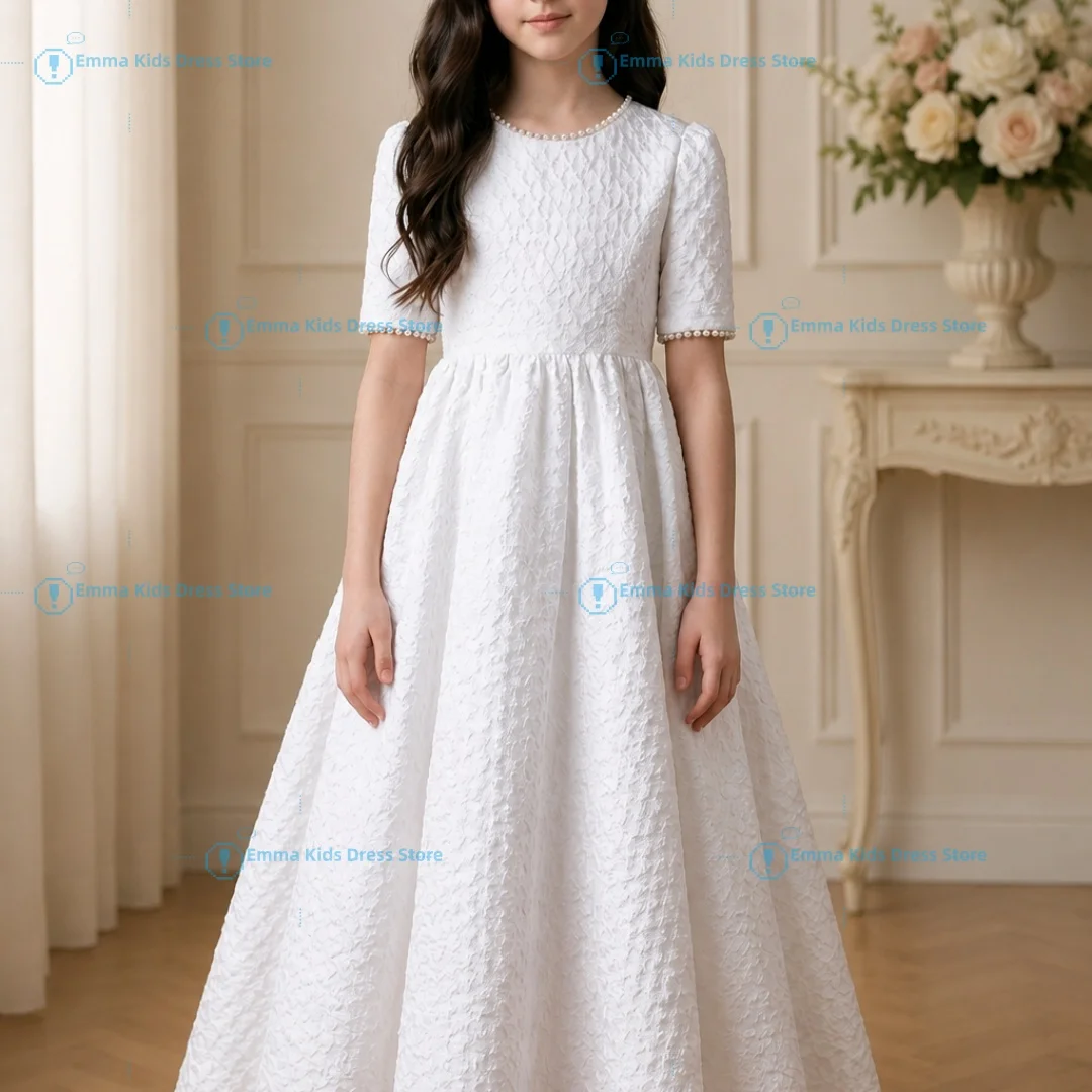 

Custom Simple Flower Girl Dress Satin Bow Children's Bridesmaid Dress Pageant First Girl A-line Wedding Communion Dress