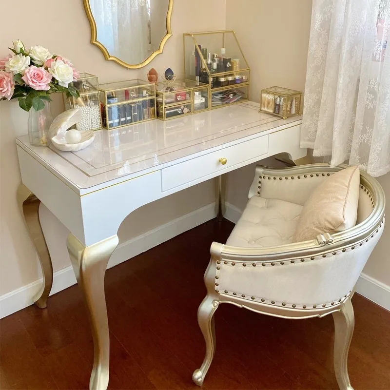 American light luxury solid wood dressing chair French bedroom fabric makeup chair dressing stool simple Internet celebrity sing