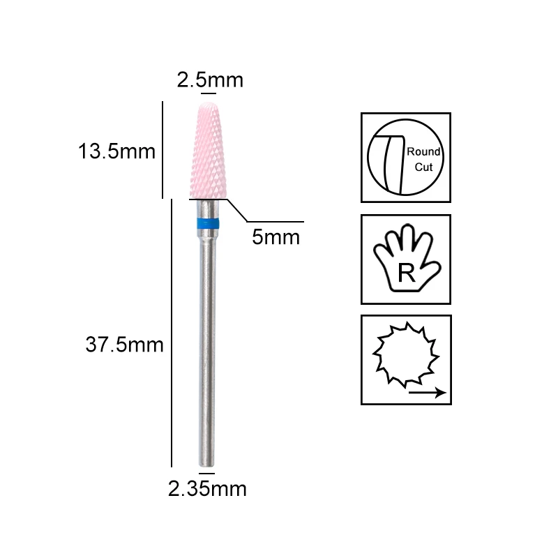 Brocas de carburo de cerámica rosa para máquina eléctrica, removedor de Gel de pulido, Lima de pelado, accesorio de manicura