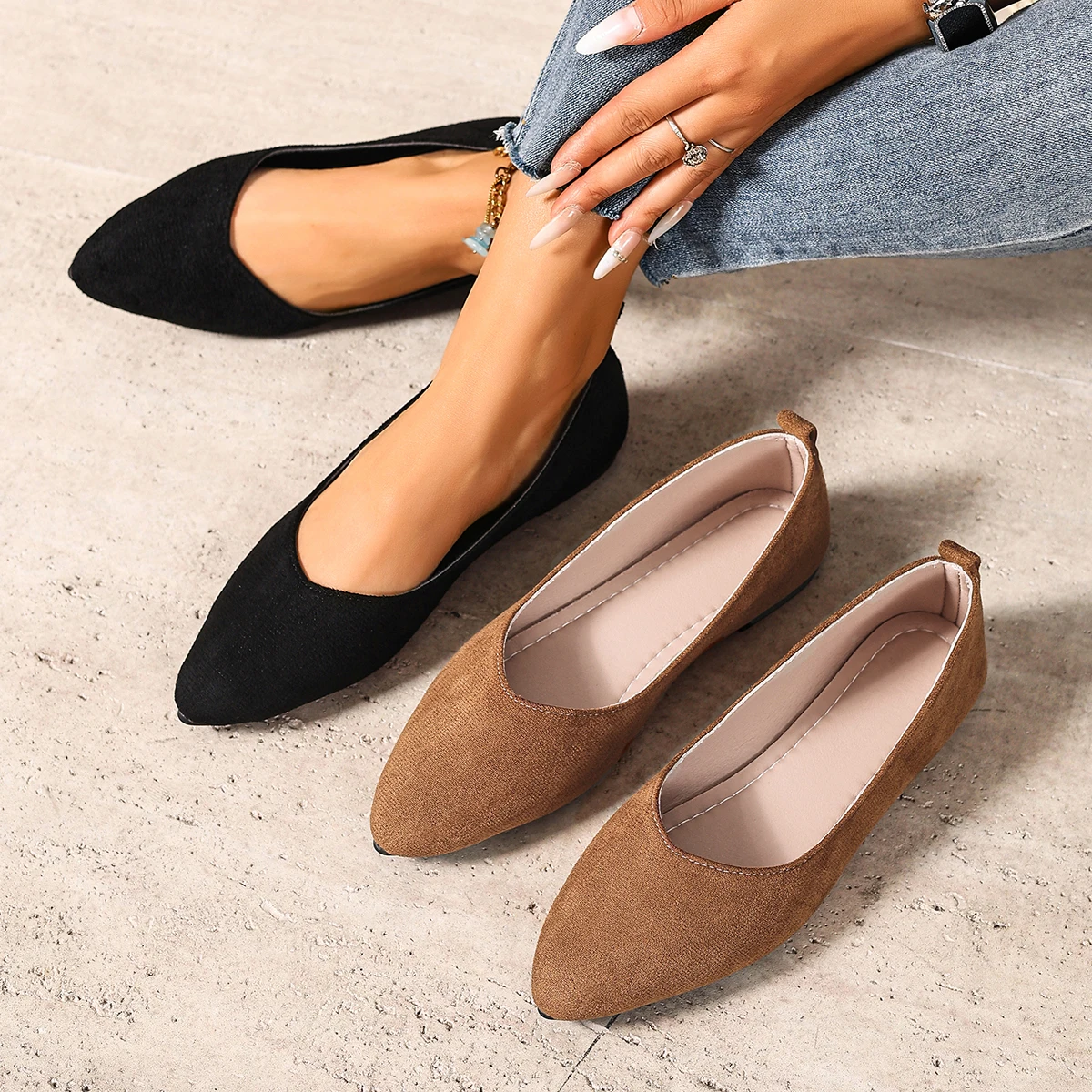Neuer Stil, spitzer Zehenbereich, flacher Mund, atmungsaktiv, Schleifendekoration, modische und elegante, lässige, flache Schuhe für Damen, Zapatos Mujer – Detail 9