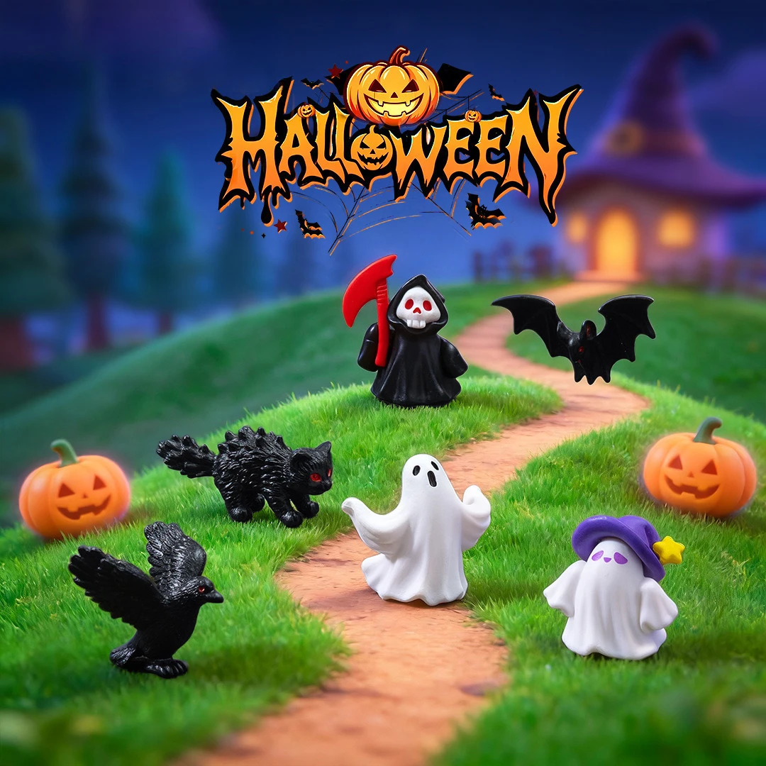 100pcs Cute Mini Halloween Ghost Reaper Bat Doll Pumpkin Resin DIY for Phone Keychain Earrings Dollhouse Accessories