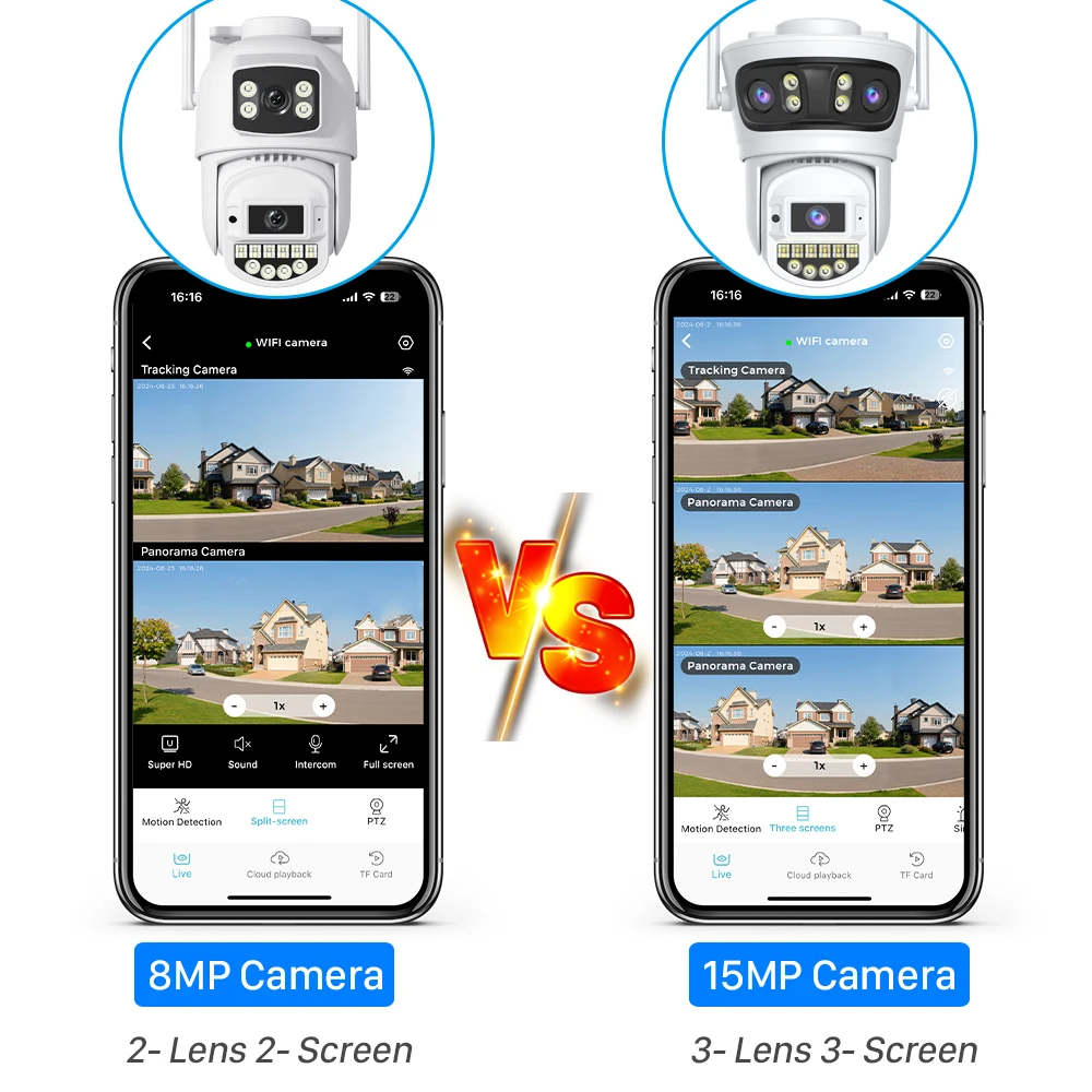 Три объектива PTZ камеры Открытый 6K HD три экрана WiFi камеры безопасности 4K двойной объектив CCTV камеры 5Ghz 2.4Ghz Wifi