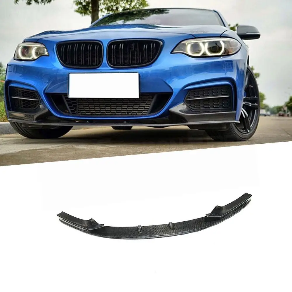 سبويلر شفة أمامي من ألياف الكربون ، فواصل ، لسيارات BMW 2 Series F22 F23 M Sport Coupe 2014 - 2017 ، FRP ، غير أصلي