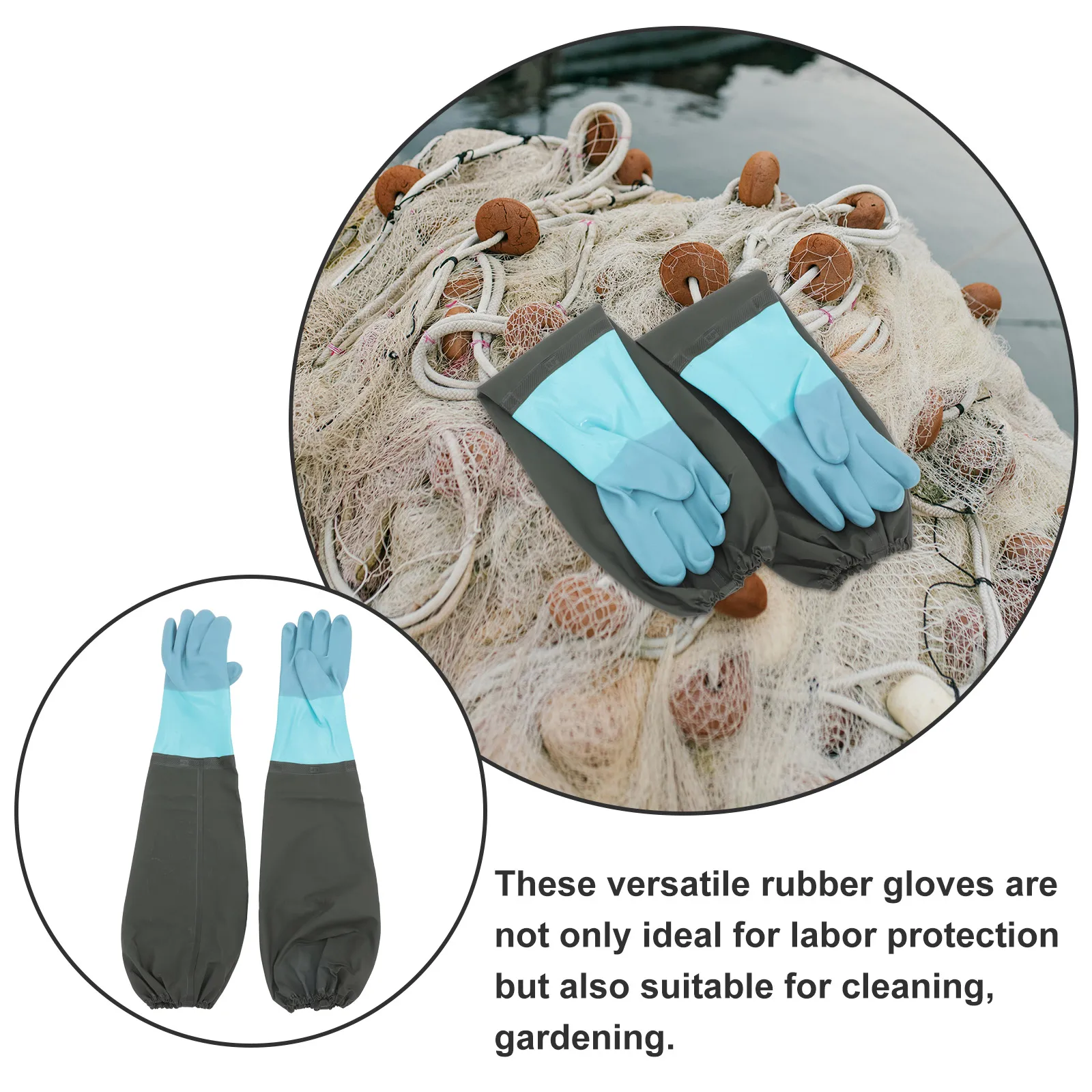 

Waterproof Rubber Gloves Cleaning Gardening Black Dig Lotus Root Long Sleeve for Handling Man