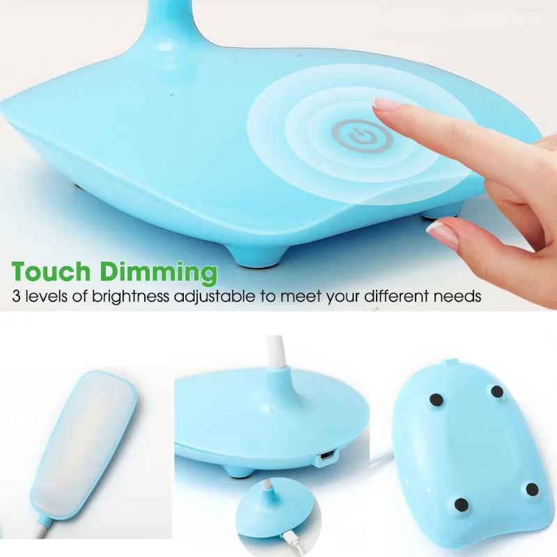 LED Reading Lamp Dual Battery & Charging USB Touch Switch Desk LampsThree Grade Brightness Eye Protection Student Study Light