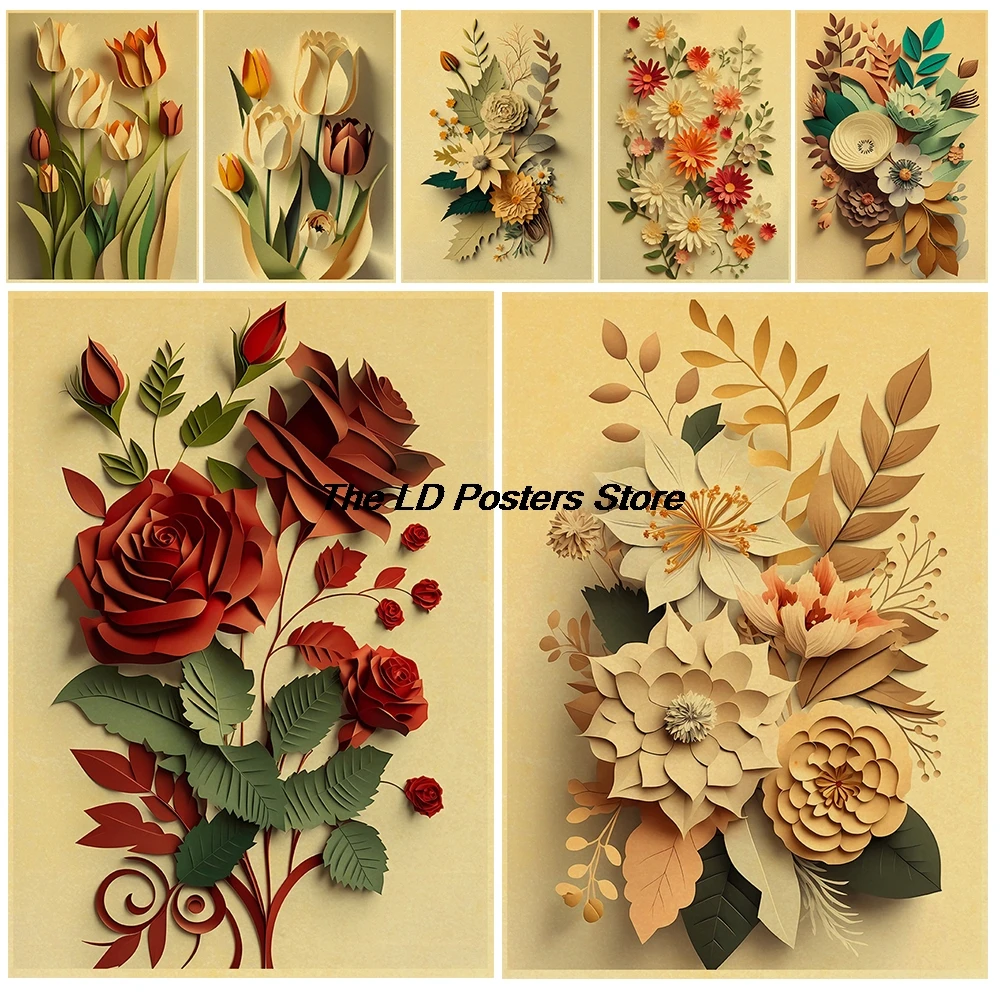 

Cartoon Flower Lover Posters Nostalgia Harajuku Streetwear Kraft Paper Wall Art Cafe Skateboard Creative Home Poster