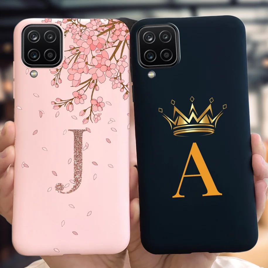 For Samsung Galaxy A12 SM-A125F Case Fashion Initial Letters Soft Silicone Back Cover For Samsung A12 M12 A42 M42 5G Phone Cases