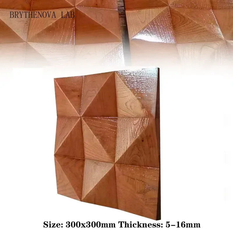 3D Triangle Solid Wood Mosaic Tile Art Acoustic Diffuser Panel Restaurant Music Art Store Video Room Recording Studio Wall Decor