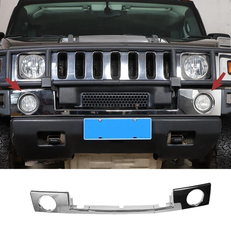 

Fit For Hummer H2 2003-09 ABS Silver Car Front bumper lower trim strip Front fog lights Trim Cover Car Exterior Accessories