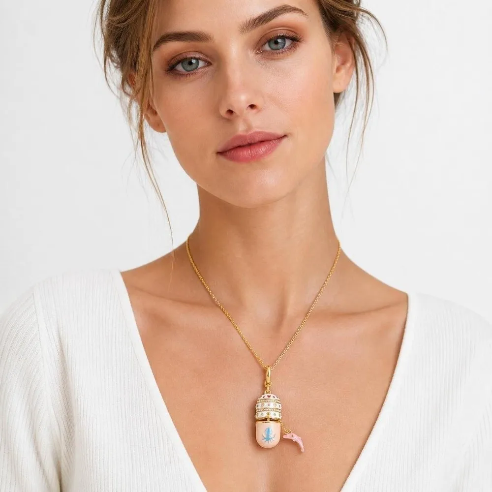 Fashion Alloy Animal Opening Pendant Necklace Easter Egg Cute Animal Opening and Closing Necklace Fashion Necklace Women