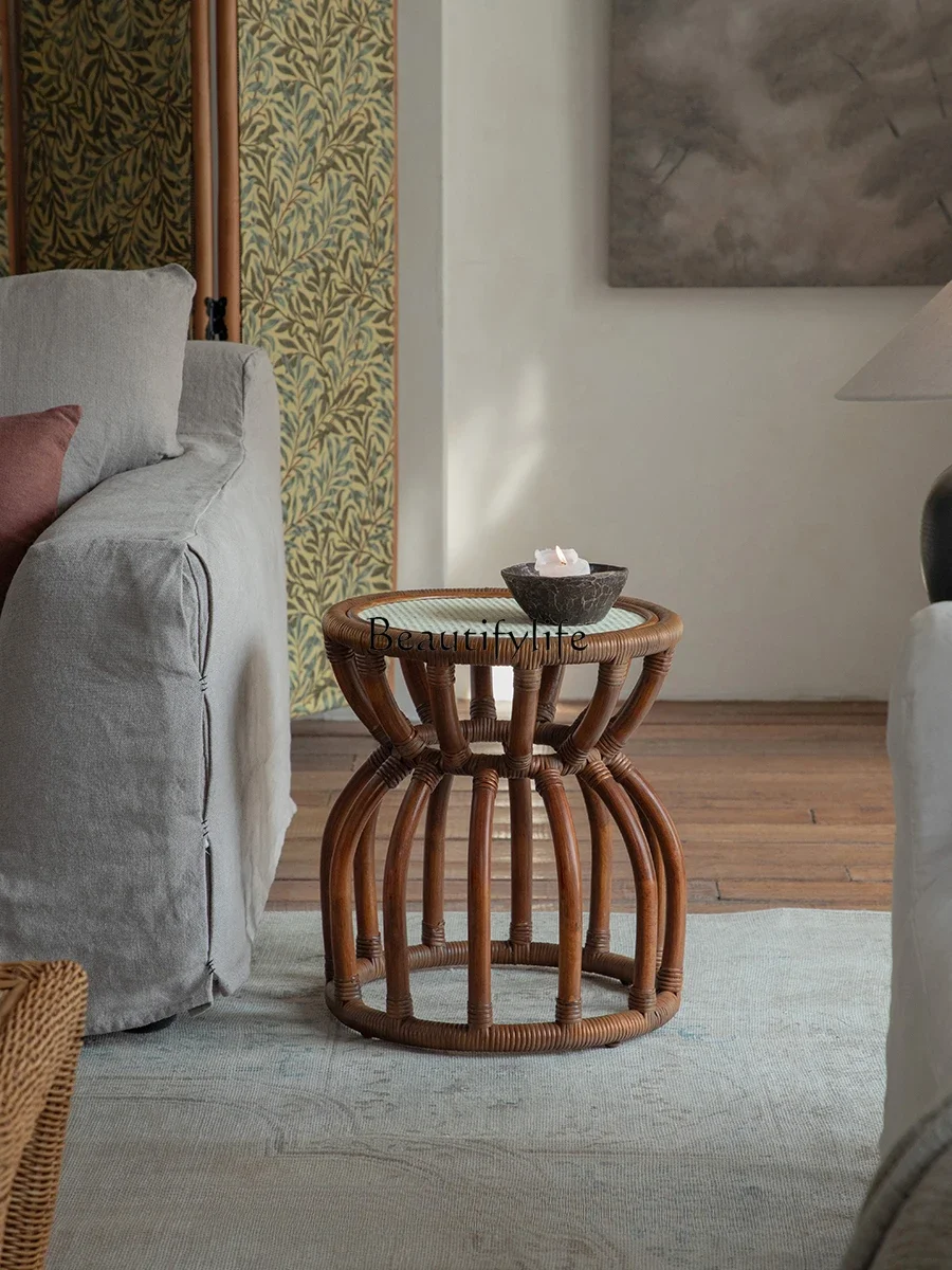 LS 04 جنوب شرق آسيا فن الروطان، ريترو وابي سابي الرياح اليدوية أريكة الروطان سرير جانبي وإفطار غرفة المعيشة الزاوية