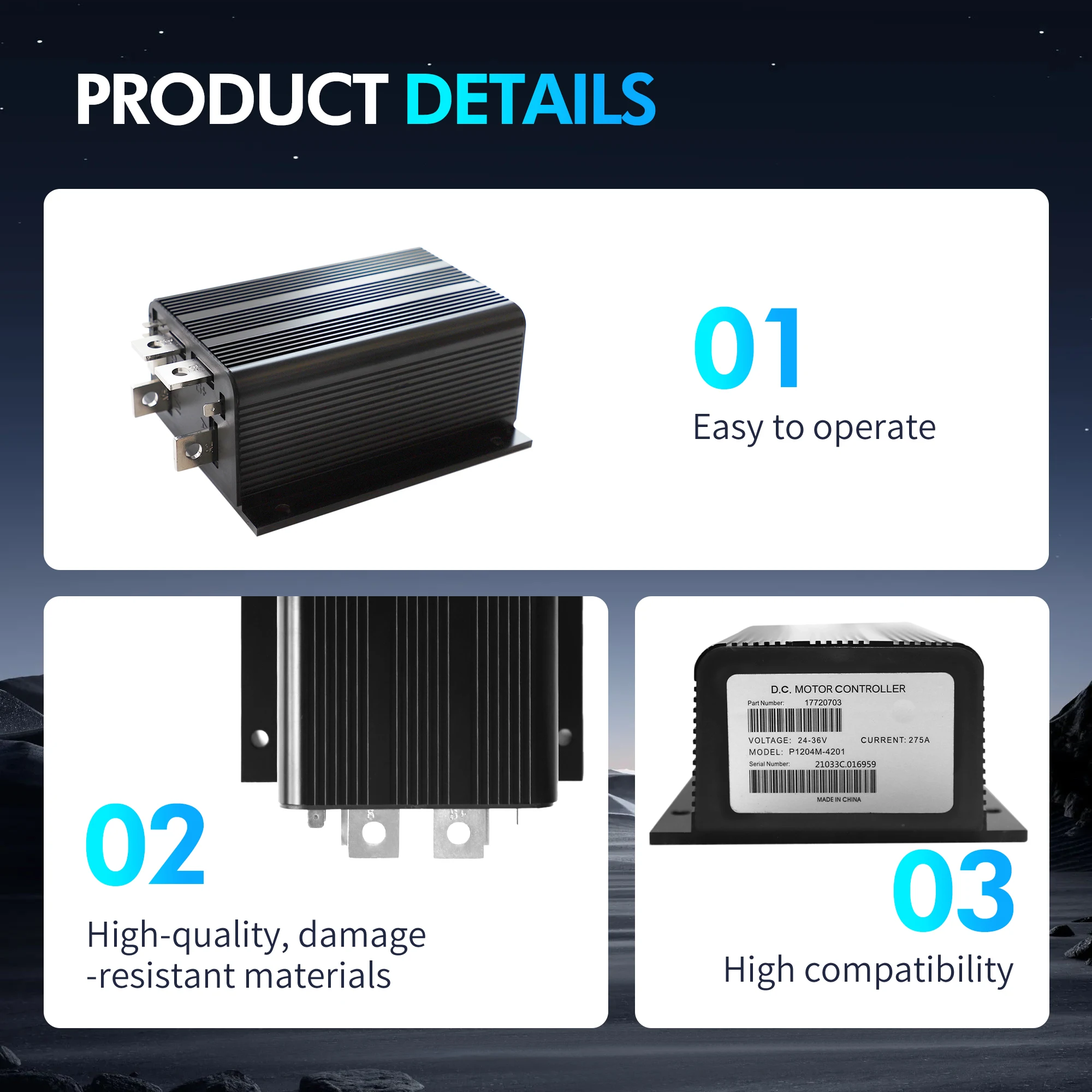 Controlador de Motor DC para coche, 36V, 275A, 1204, 036, 1204M-4201, 1204-004, Para Curtis EZGO Club, carrito de Golf