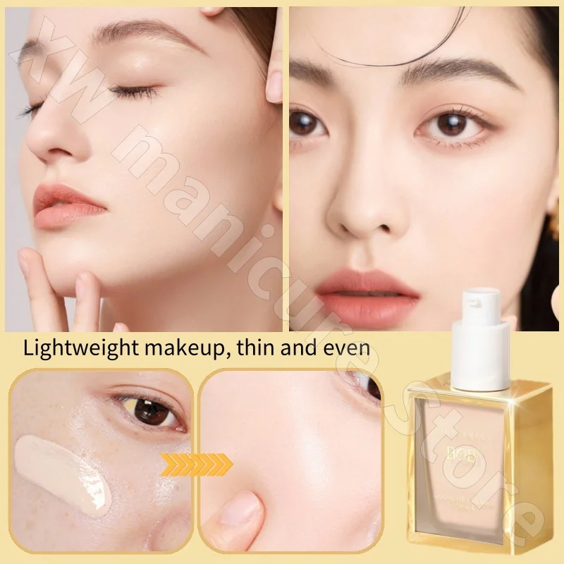 BOB Kleine Gouden Baksteen Glanzende Gouache Crème Natuurlijke Verborgen Gebarsten En Niet Gemakkelijk Te Verwijderen Make-Up Vloeibare Foundation 30G