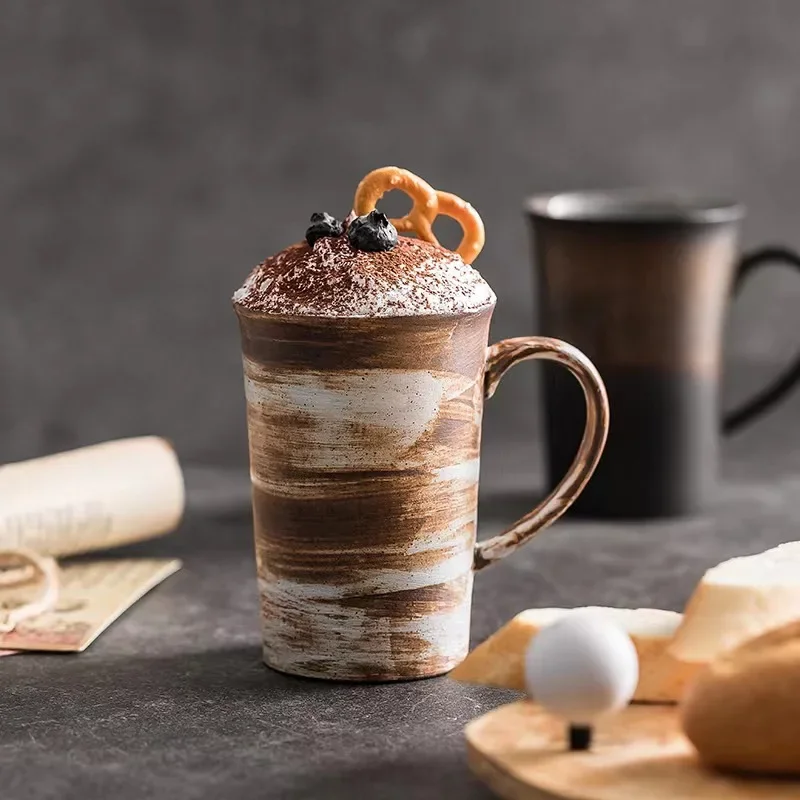 Japanese Style Coarse Pottery Coffee Cup Retro Domestic Large Capacity High Office Ceramic Mug Tea Cup