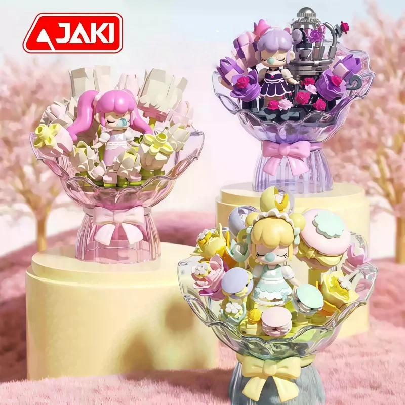

JAKI Hand Holding Bouquet Assembling Building Blocks Preserved Flowers Kawaii Anime Cartoon Model Desktop Ornaments Holiday Gift