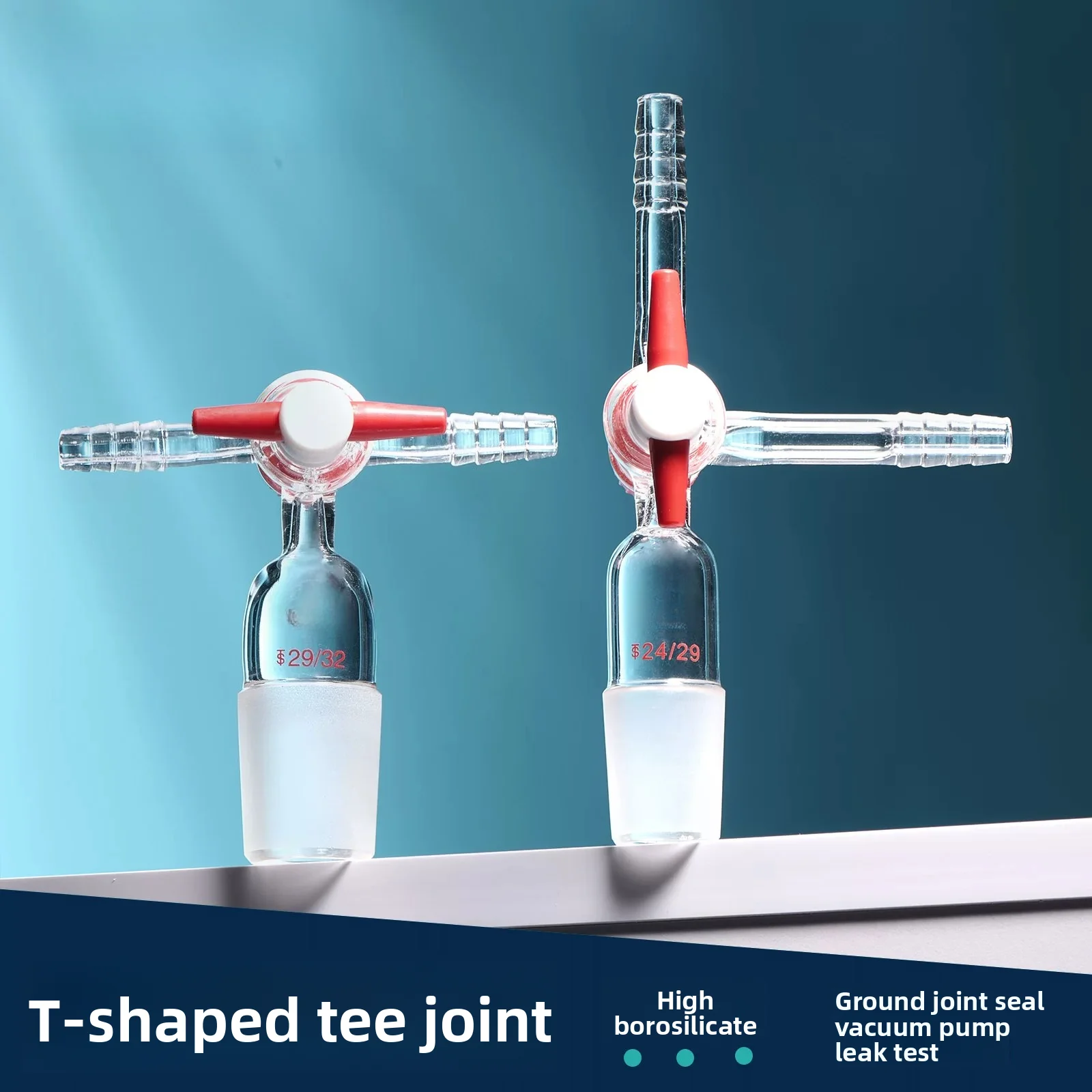 A69 T-Shaped Three-Way Glass Stopcock Adapter–Borosilicate Glass with PTFE Plug for Vacuum&Gas/Liquid Flow Control,Lab Connector