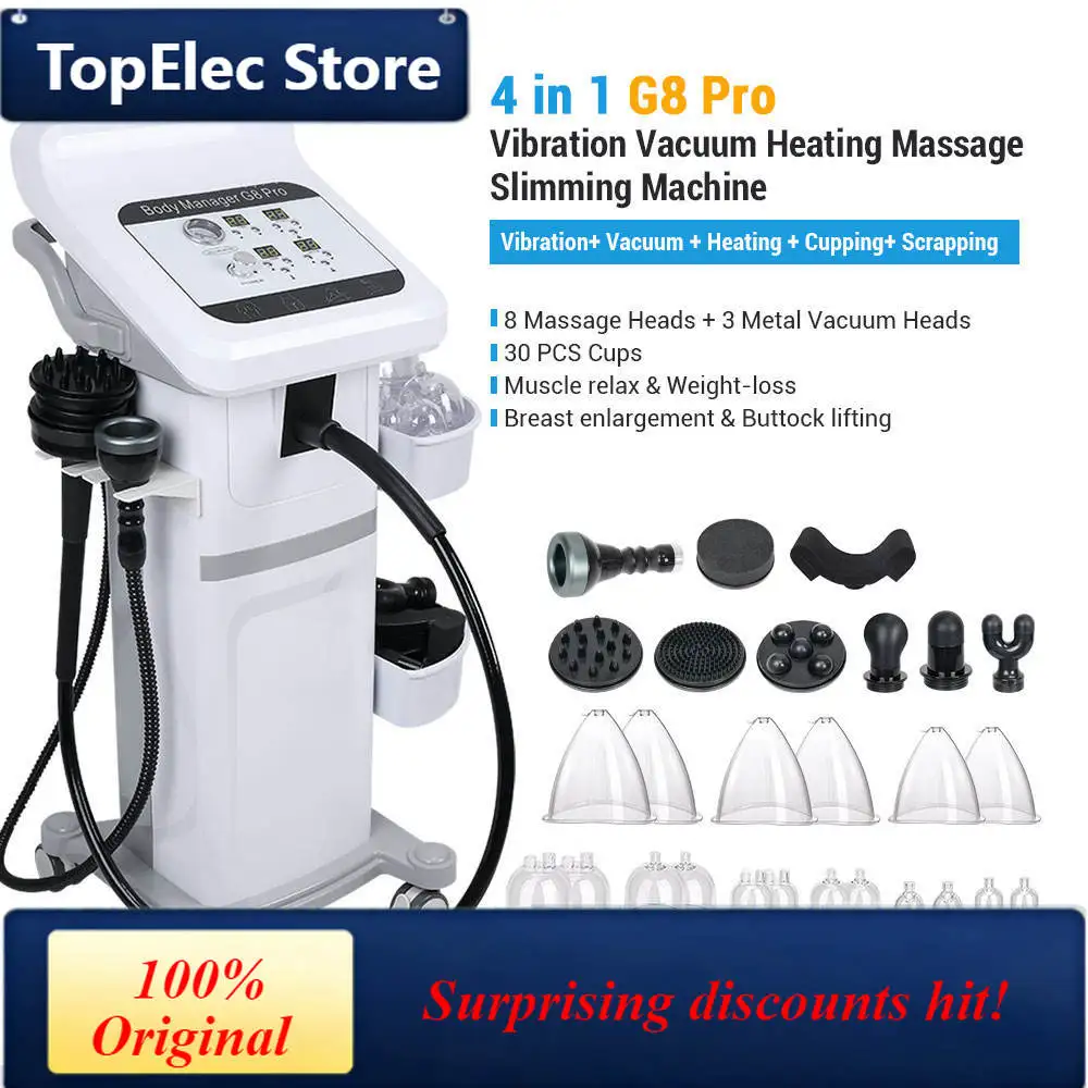 TopElec Newest G8 Pro 8 Vibration G8 Massager Head & Vacuum Cups Cellulite Removal G8 Massage Machine