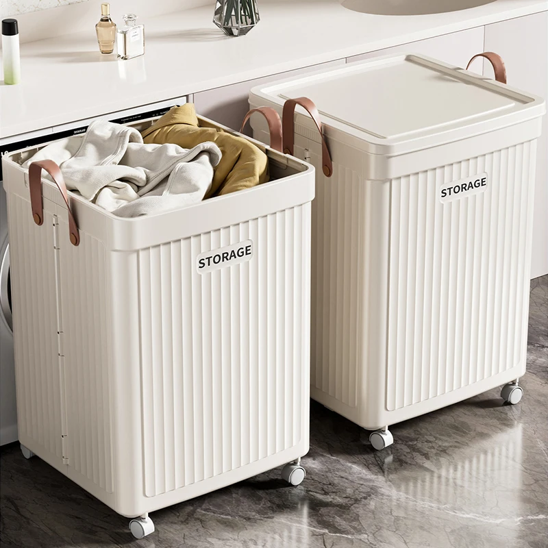Foldable Laundry Hamper With Lid Household Dirty Clothes Basket Bathroom Storage Basket For Big Family Home Hotel Laundry Room