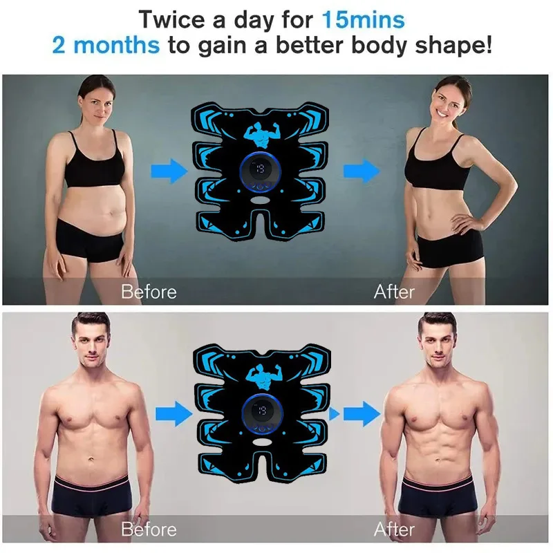 

EMS Abdominal Trainer Muscle Stimulator - Home Fitness Equipment Fat Burner, Wireless Portable Belt with 8 Modes