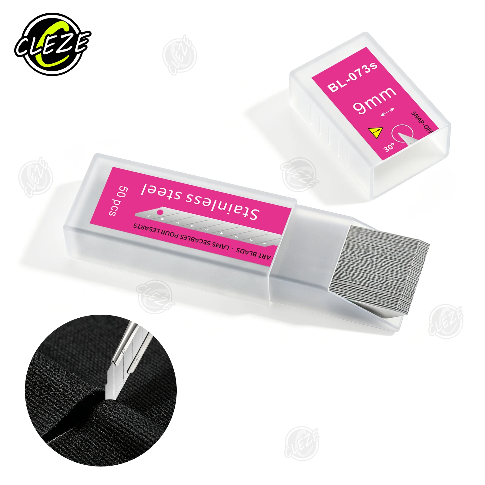 CLEZE 9mm Stainless Steel Utility Knife Replacement Blades Snap-Off Cutter Blades for Vinyl Wrap PPF Window Tint